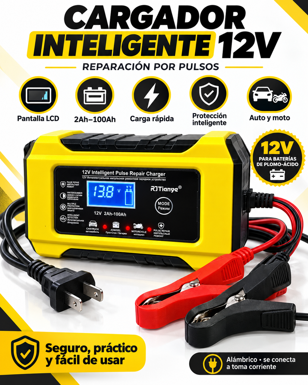 Cargador Inteligente 12V - Para Auto y Moto