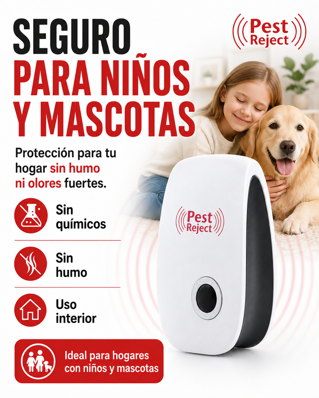 PEST REJECT - Repelente Ultrasonico de Plagas