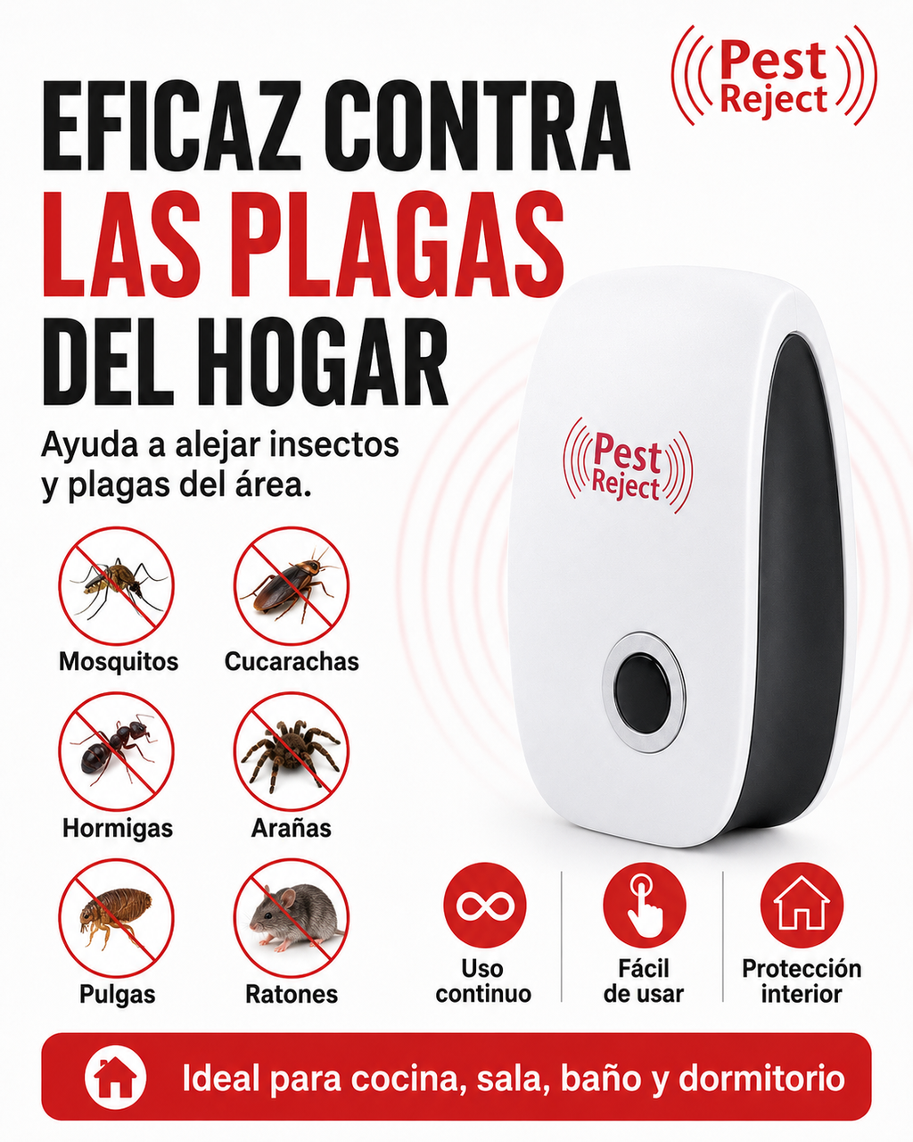 PEST REJECT - Repelente Ultrasonico de Plagas