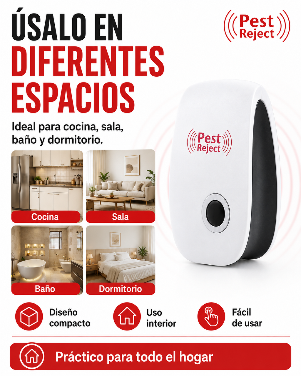 PEST REJECT - Repelente Ultrasonico de Plagas