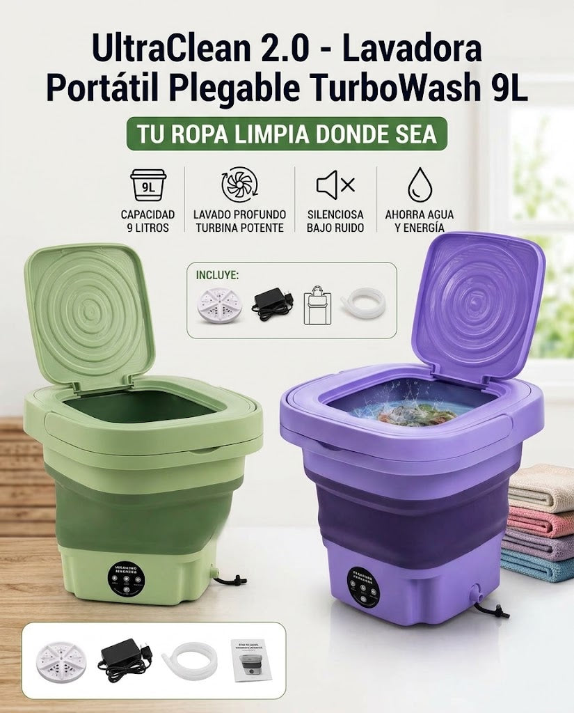 UltraClean 2.0 - Lavadora Portátil Plegable TurboWash 9L