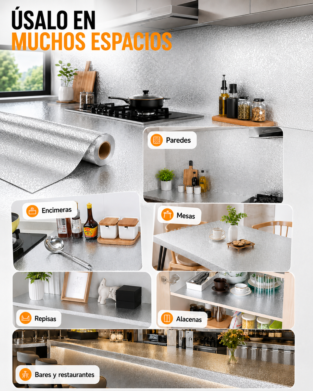 COCINANOVA - Papel Adhesivo de Aluminio