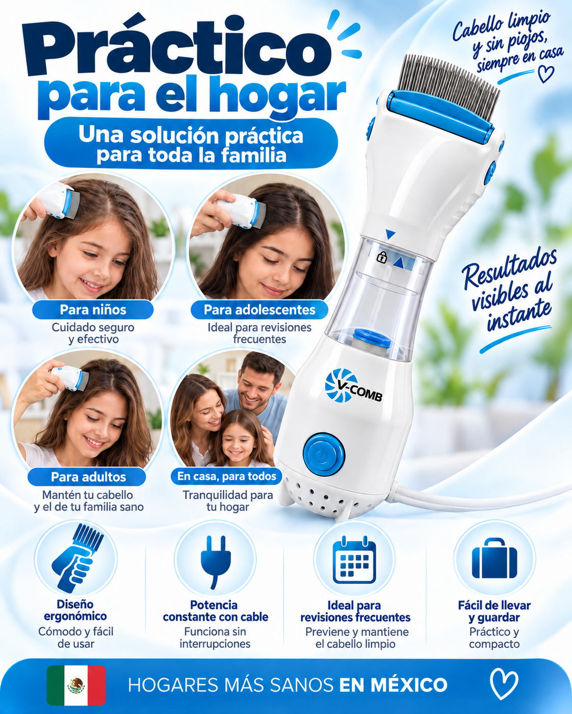V-Comb Eléctrico Antipiojos