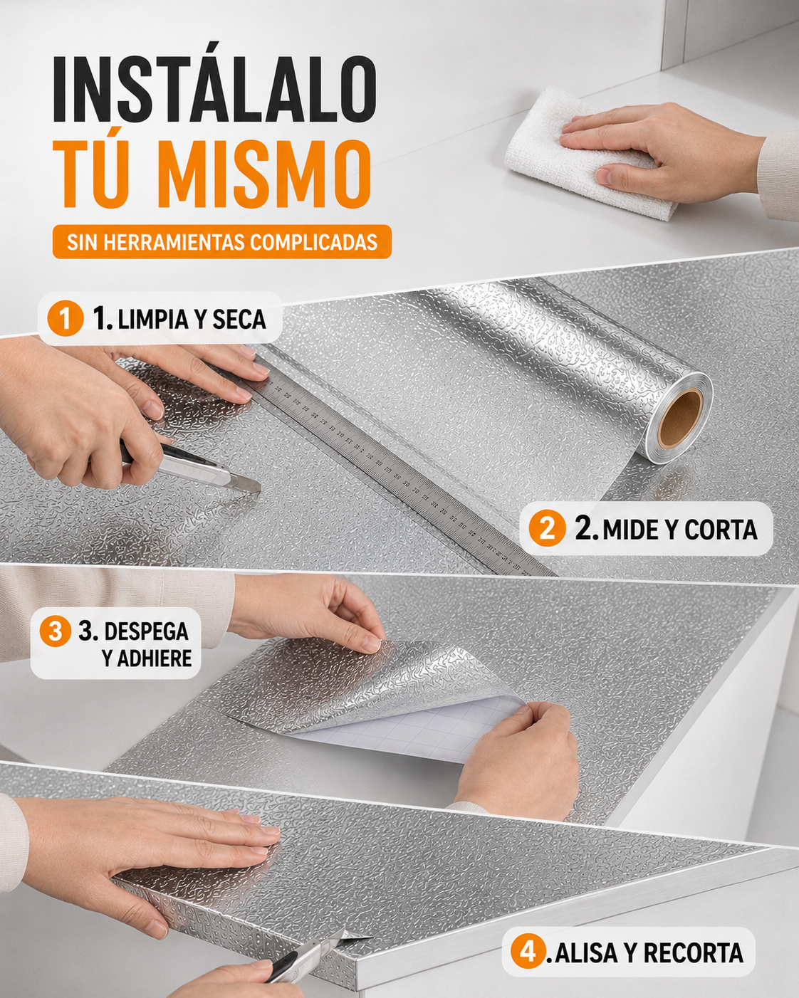 COCINANOVA - Papel Adhesivo de Aluminio