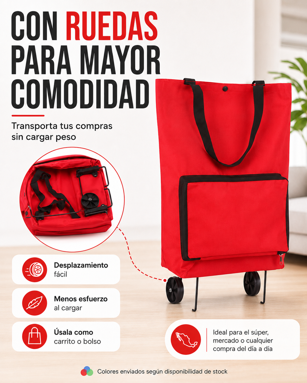 Carrito de Mercado Plegable con Ruedas