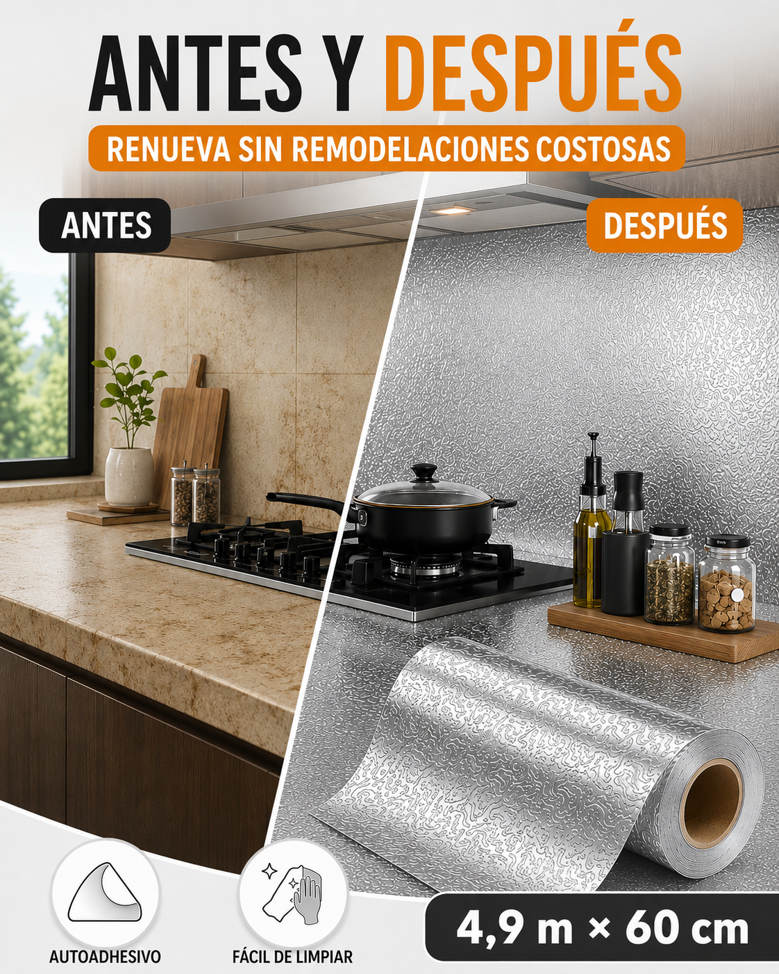 COCINANOVA - Papel Adhesivo de Aluminio