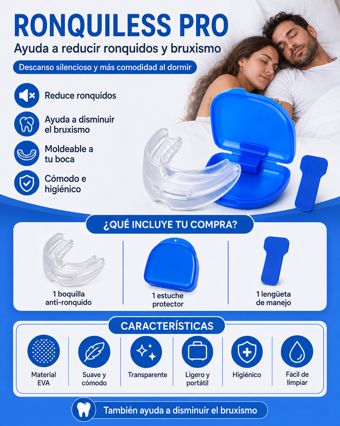RONQUILESS PRO - Ayuda a reducir ronquidos y bruxismo