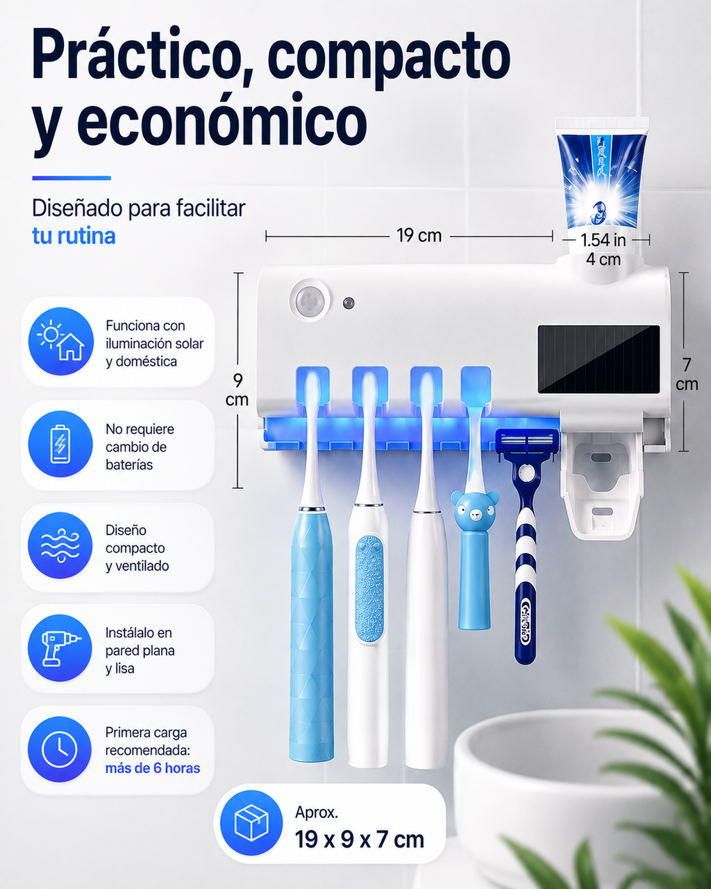 Porta Cepillos UV + Dispensador