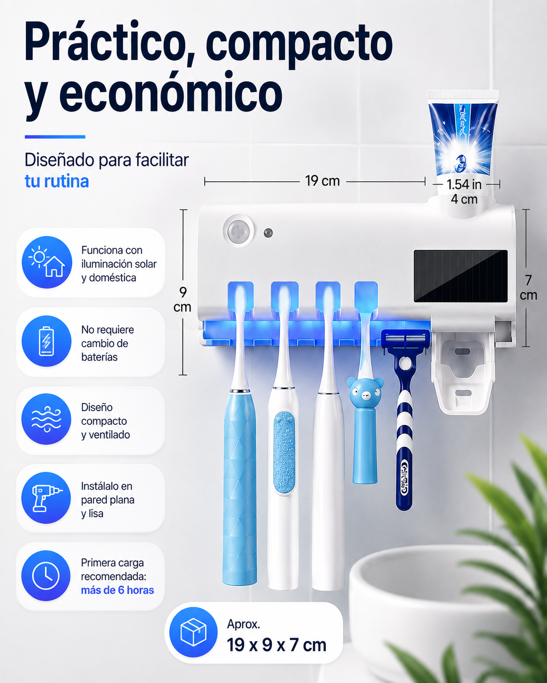 Porta Cepillos UV + Dispensador