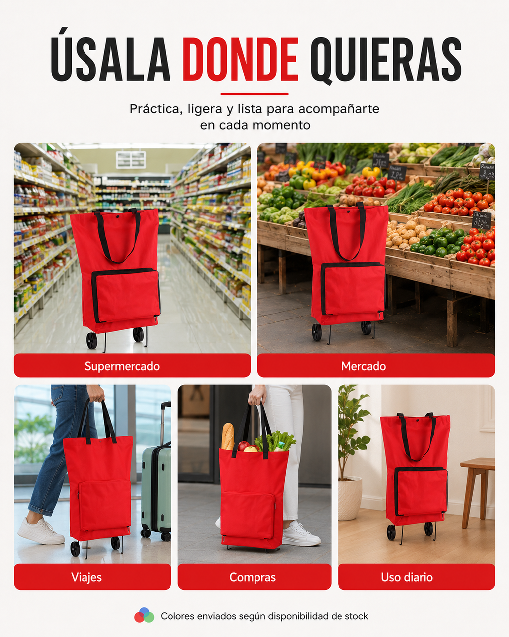 Carrito de Mercado Plegable con Ruedas