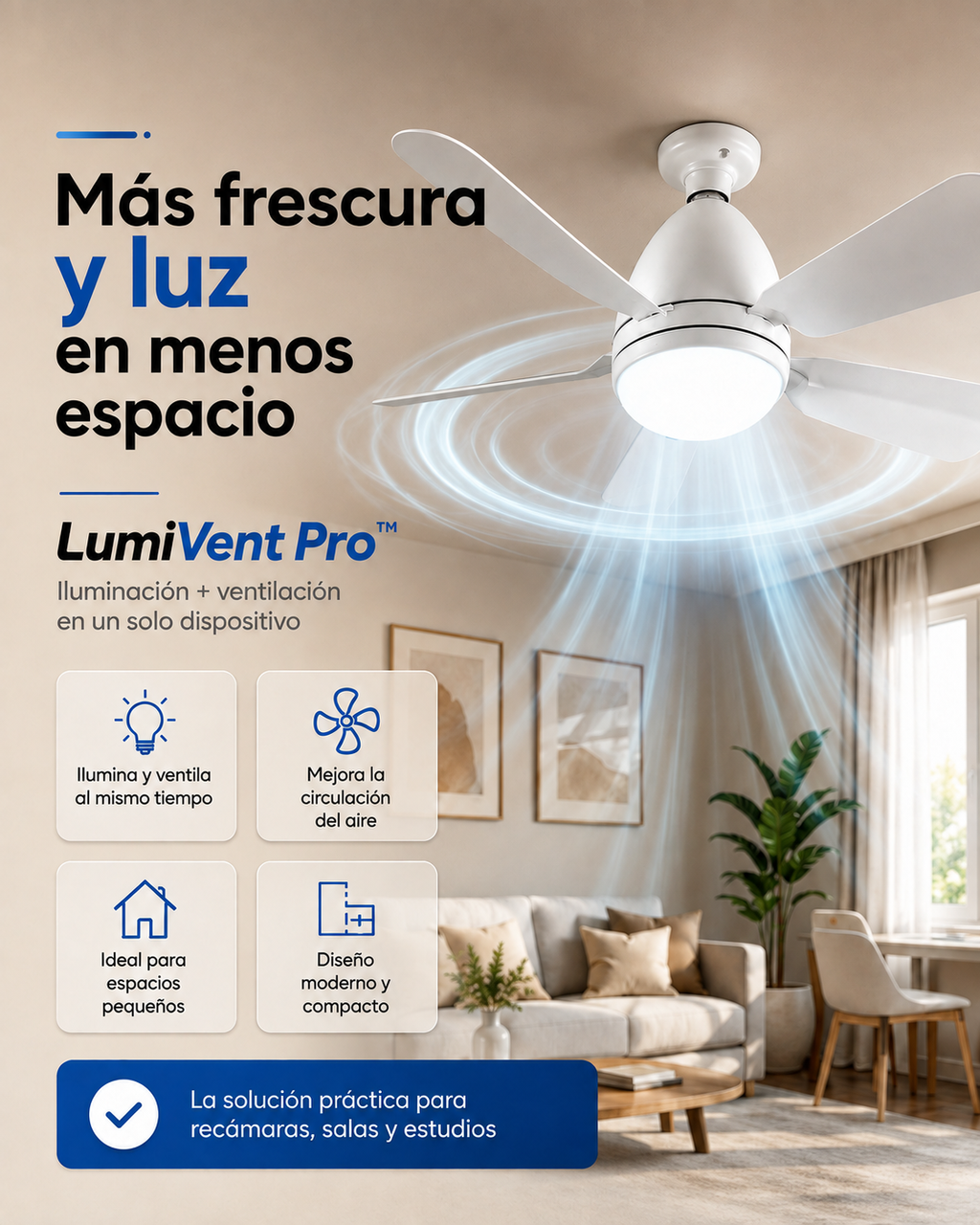 AeroLuz 2 en 1™ - Ventilador de Techo con Lámpara LED