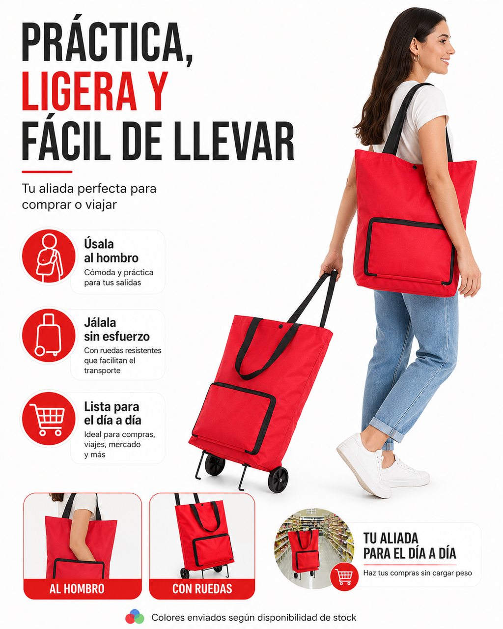 Carrito de Mercado Plegable con Ruedas
