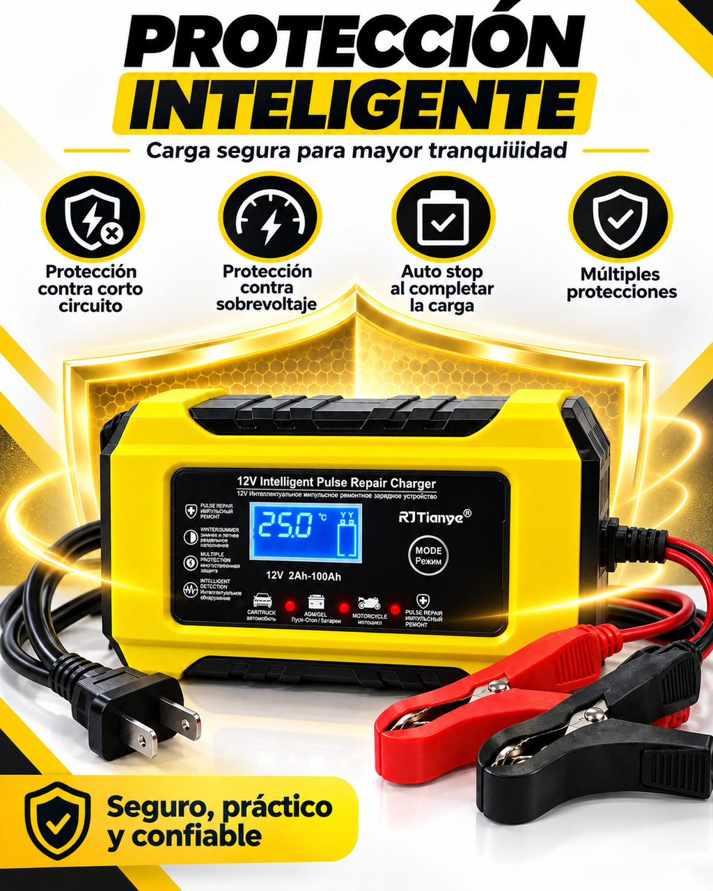 Cargador Inteligente 12V - Para Auto y Moto