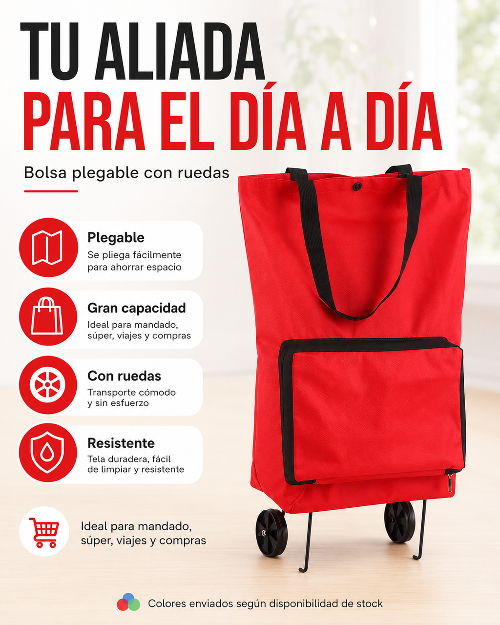 Carrito de Mercado Plegable con Ruedas