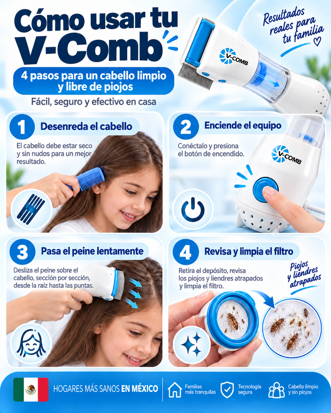 V-Comb Eléctrico Antipiojos