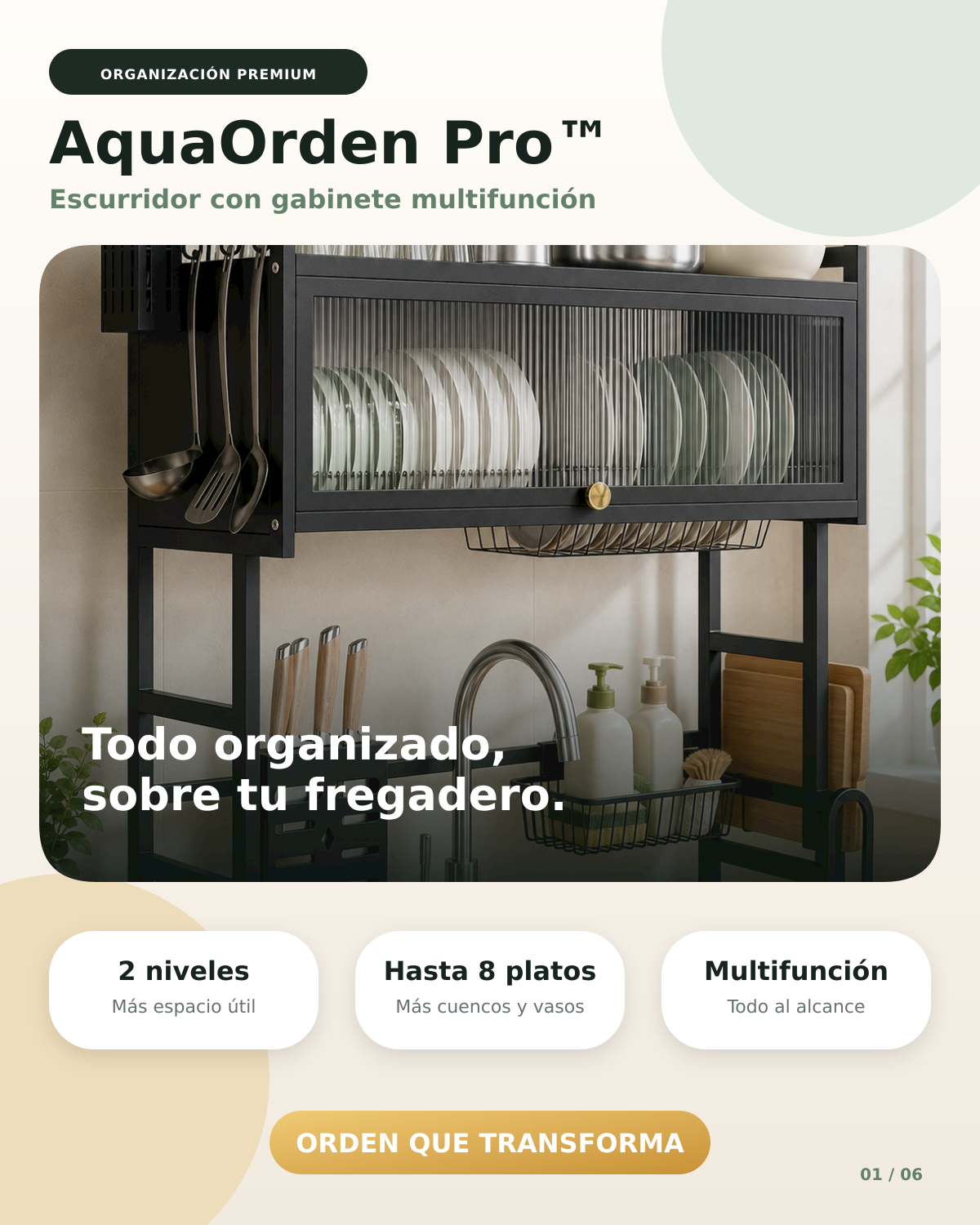 AquaOrden Pro™ - Escurridor de Platos de Acero 2 Niveles