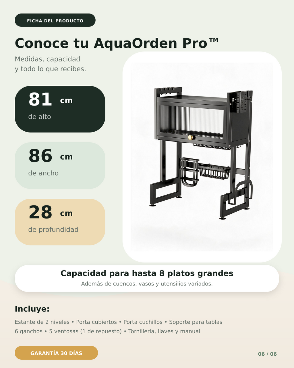 AquaOrden Pro™ - Escurridor de Platos de Acero 2 Niveles