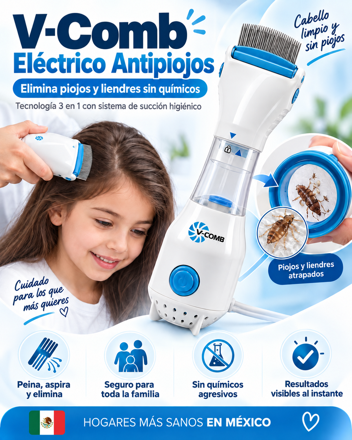V-Comb Eléctrico Antipiojos