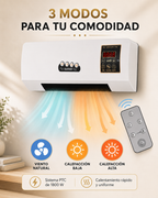 ClimaWall 2 en 1 – Ventilador y Calefactor Eléctrico de Pared con Control Remoto